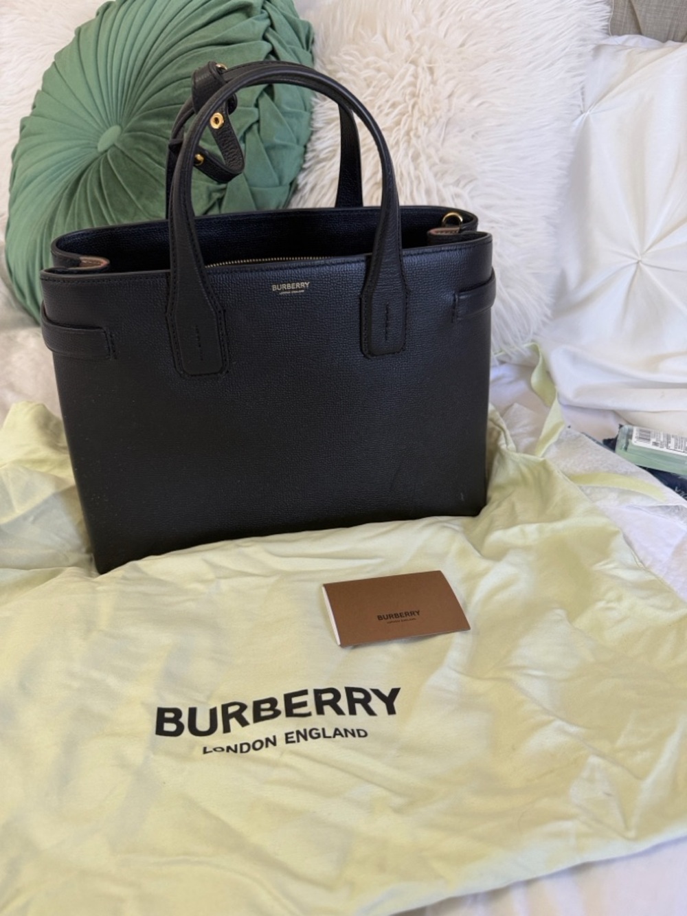 Burberry Cream Dust Bag with Brown Logo Card